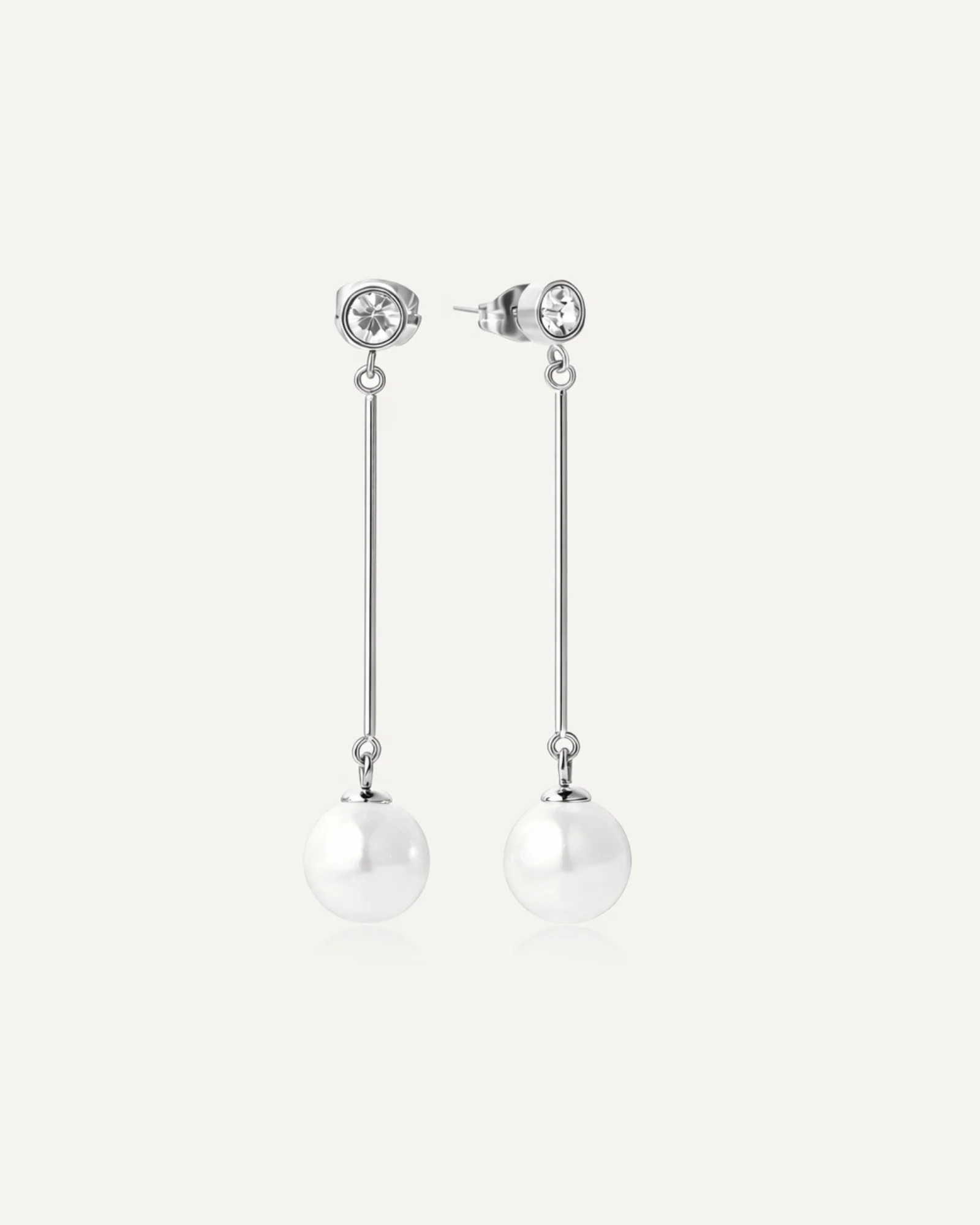 Long Pearl Drop Earrings - Image 2