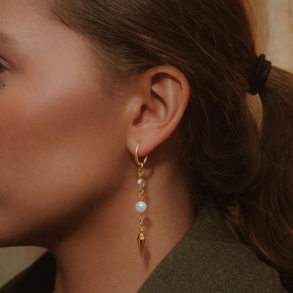 Pearl Spike Flow Earrings - Image 4