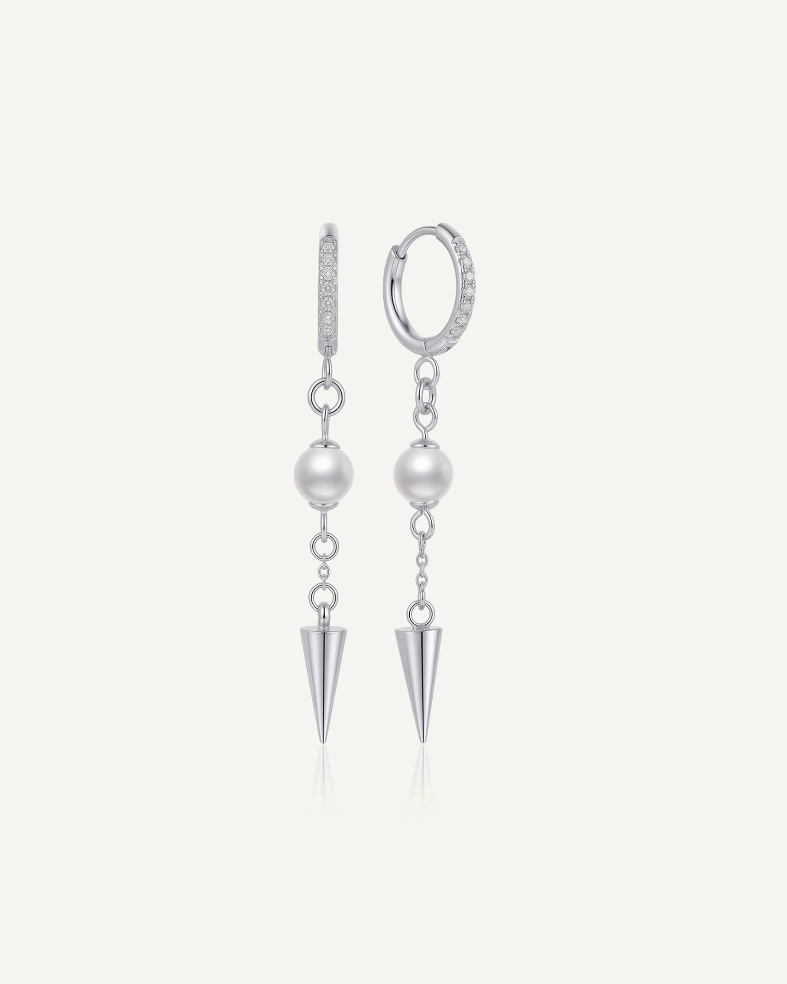 Pearl Spike Huggie Earrings - Image 2