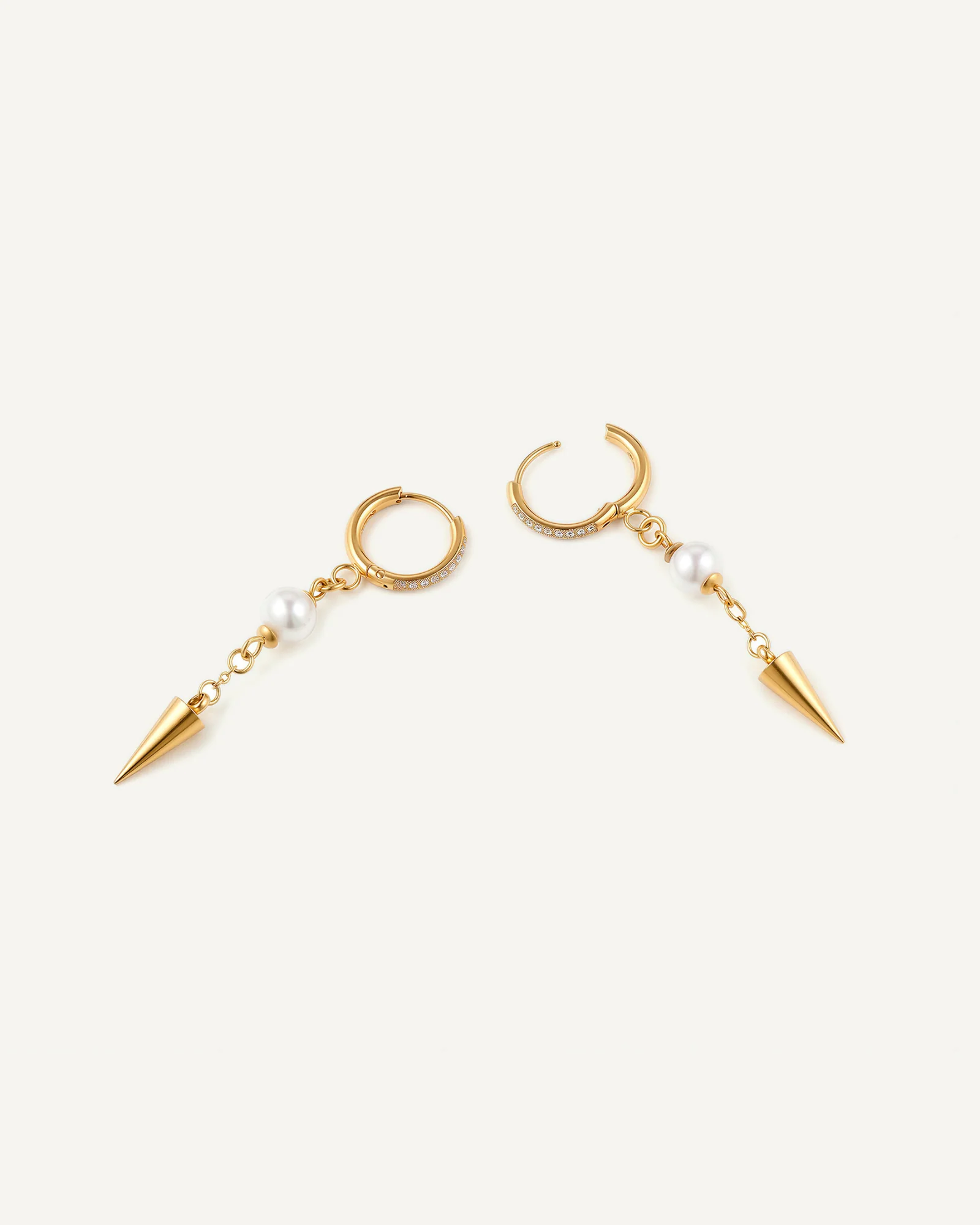 Pearl Spike Huggie Earrings - Image 3