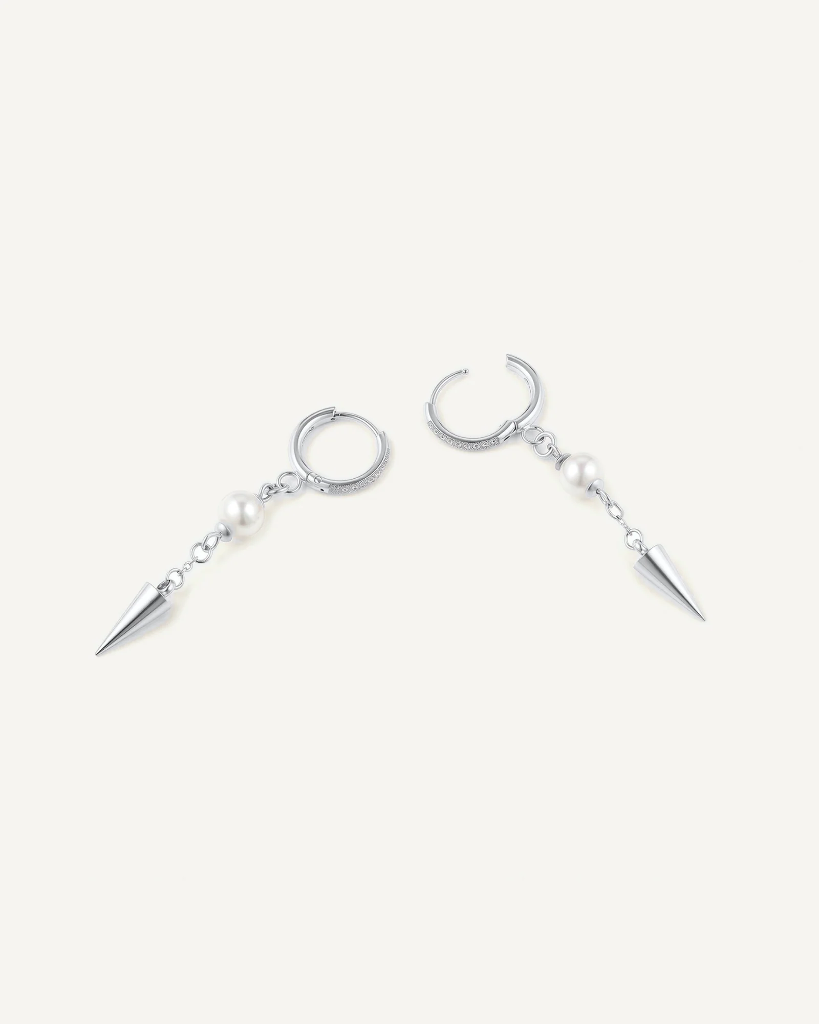 Pearl Spike Huggie Earrings - Image 4