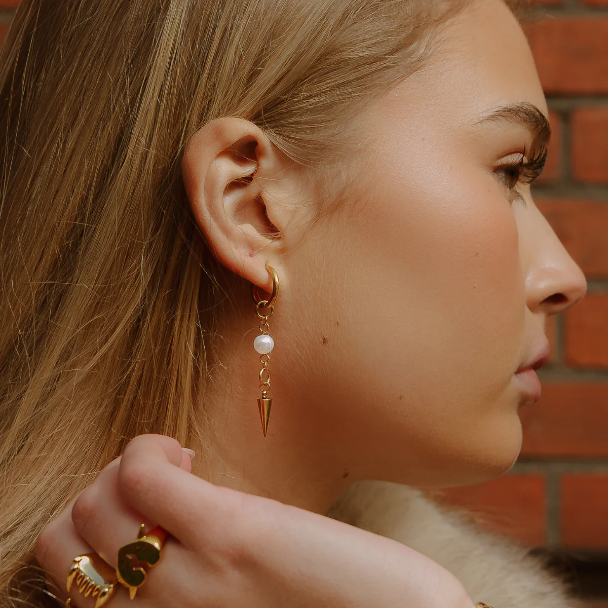 Pearl Spike Sleek Earrings - Image 5