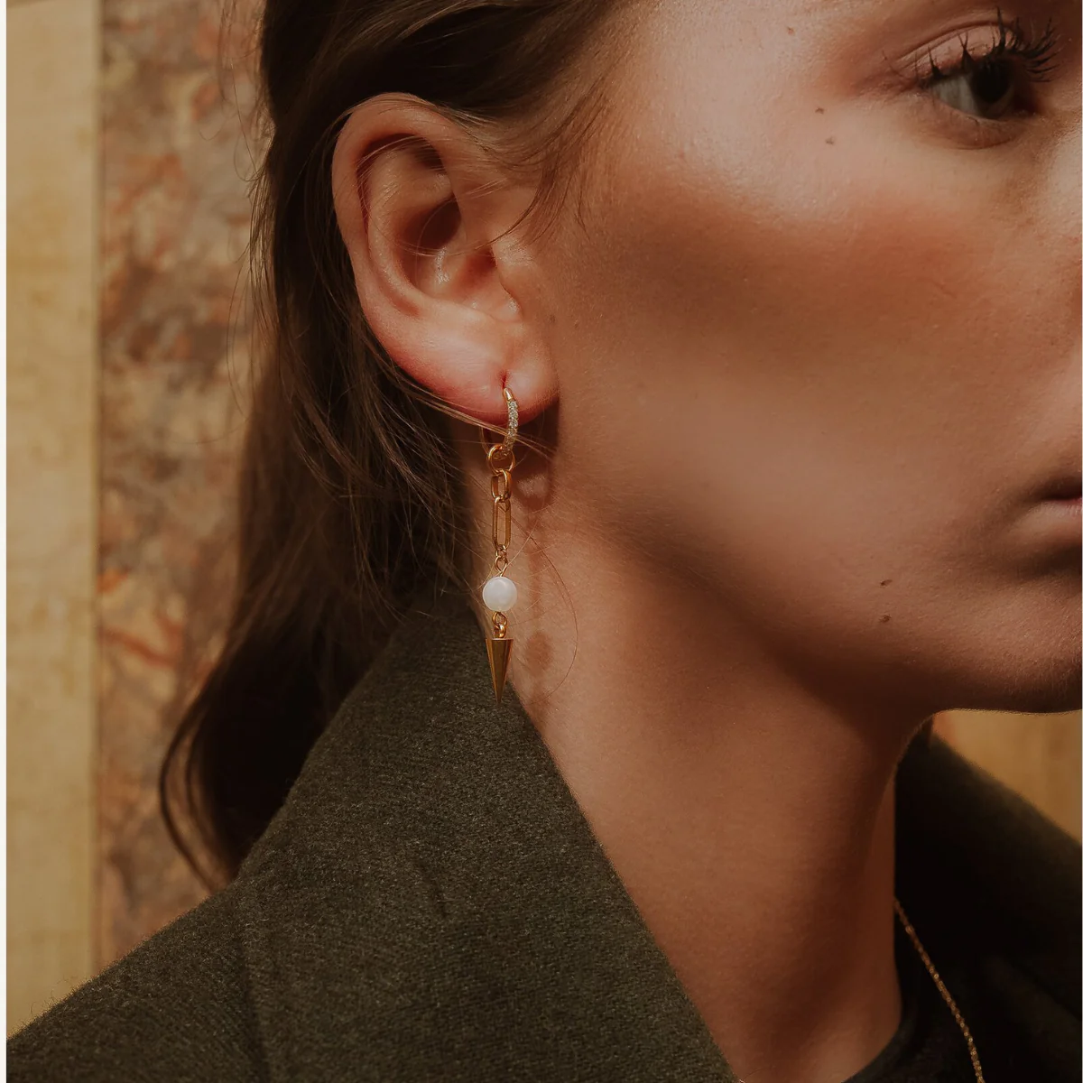 Pearl Spike Bold Earrings - Image 3